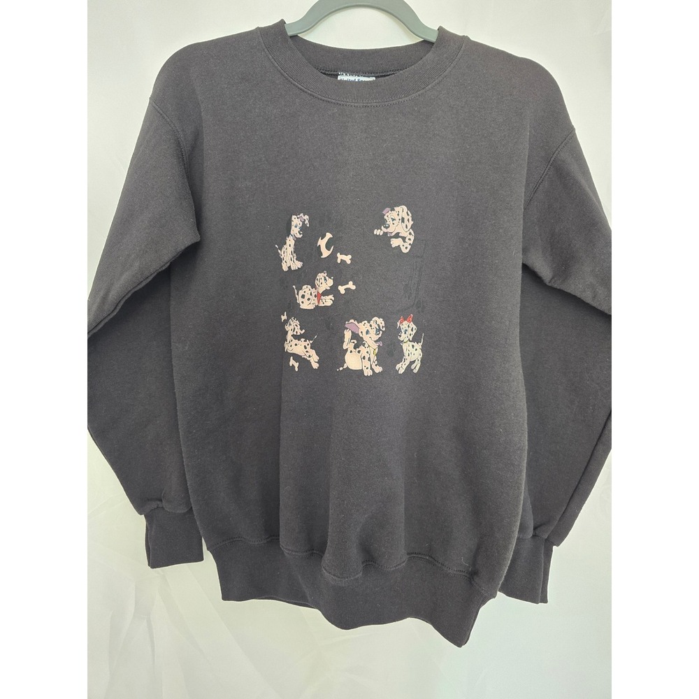 Vintage Cute Dalmatian Puppies Sweatshirt Small Charcoal Gray 50 Cotton 50 Poly
